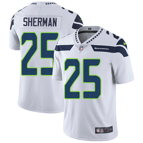 Nike Seahawks #25 Richard Sherman White Youth Stitched NFL Vapor Untouchable Limited Jersey